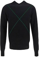 (Women) Bottega Veneta SS22 Black Wool Sweater with Cross Stripes 699588V1Z101000 (Women) Bottega Veneta SS22 Black Wool Sweater with Cross Stripes 699588V1Z101000
