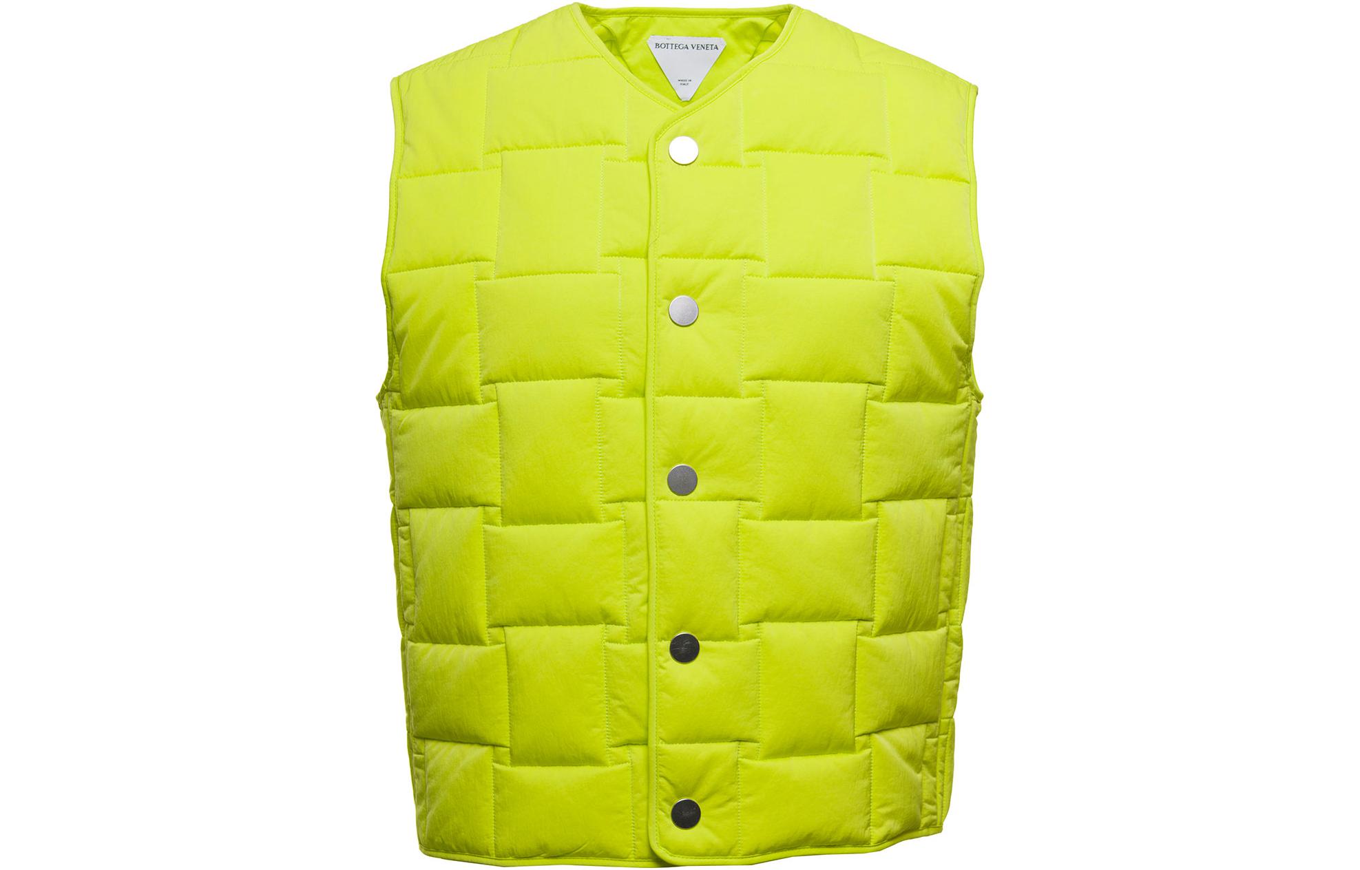 (Women) Bottega Veneta SS22 Fluorescent Yellow Sleeveless Buttoned Vest 701811VF4K07214