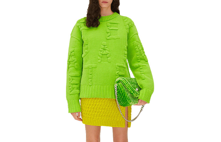 (Women) Bottega Veneta SS22 Green Knit Print Pullover Sweater 689711V1OX03048