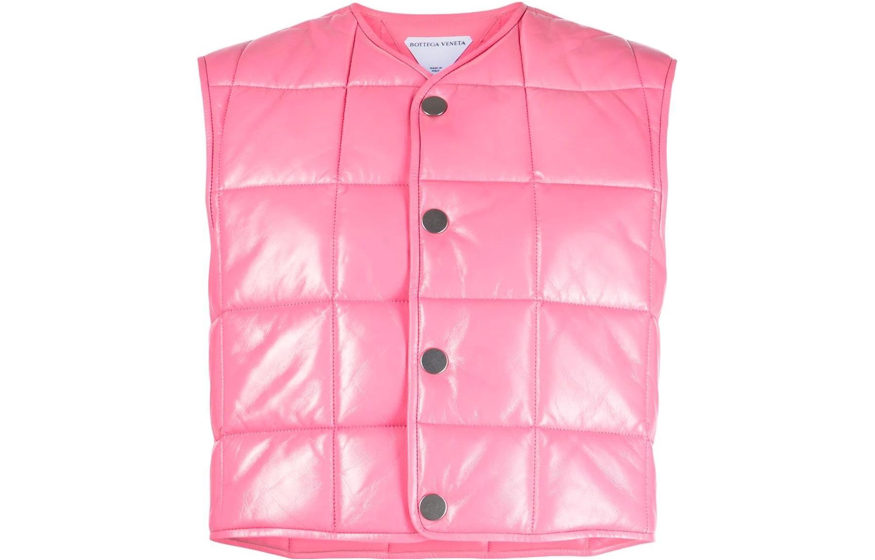 (Women) Bottega Veneta SS22 Satin Single-Breasted Sleeveless Vest Pink 686421VKLC05004