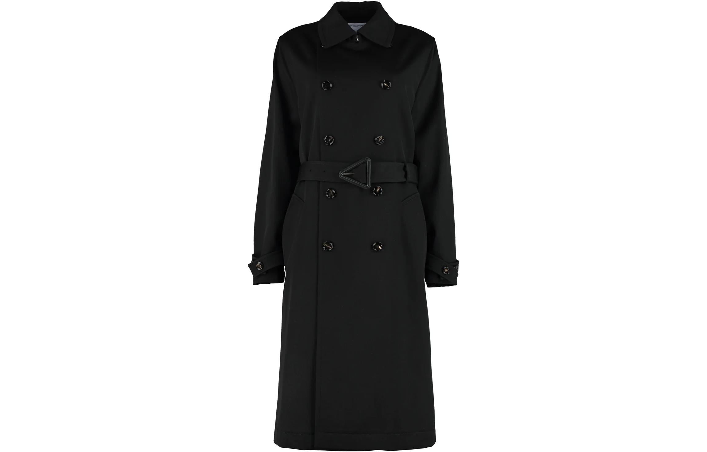 (Women) Bottega Veneta SS23 Black Solid Double-Breasted Casual Coat 666052V0B201000