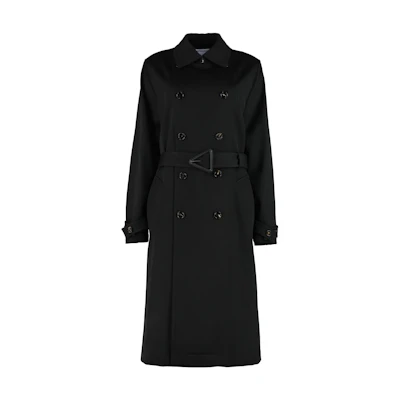 (Women) Bottega Veneta SS23 Black Solid Double-Breasted Casual Coat 666052V0B201000