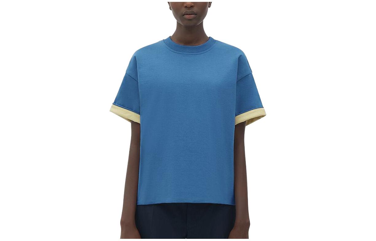 (Women) Bottega Veneta SS23 Contrast Edge Surf Blue T-Shirt 744990V16E04262