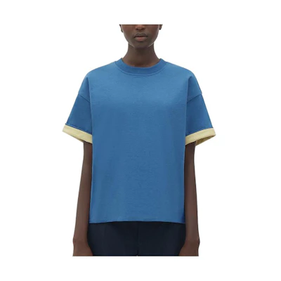 (Women) Bottega Veneta SS23 Contrast Edge Surf Blue T-Shirt 744990V16E04262
