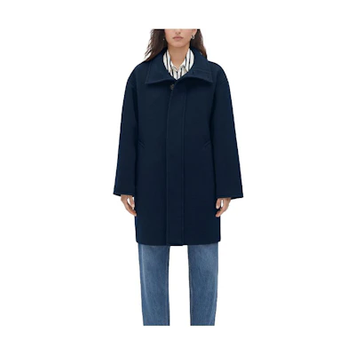 (Women) Bottega Veneta SS23 Navy Solid Double-Faced Cashmere Coat 728827VF3W04140
