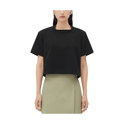 (Women) Bottega Veneta SS23 Solid Black Loose Fit T-Shirt 744235VKLZ01000
