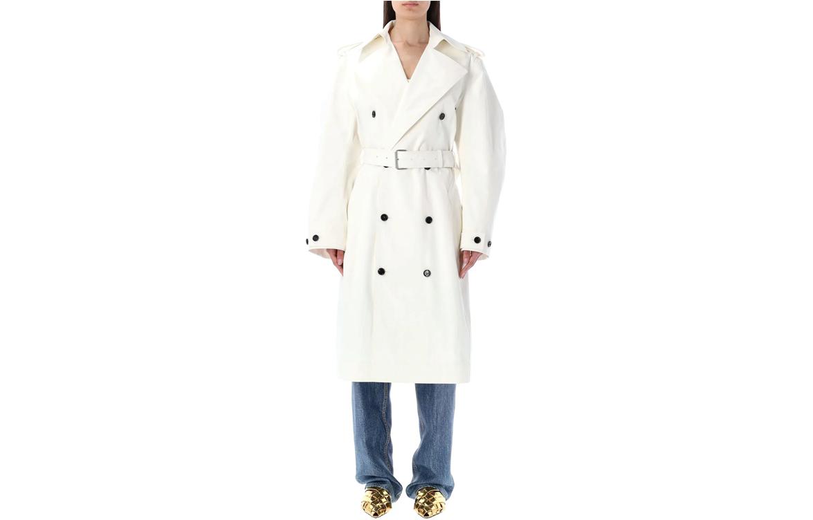 (Women) Bottega Veneta SS23 White Solid Color Casual Mid-Length Coat 729464V2TR09140