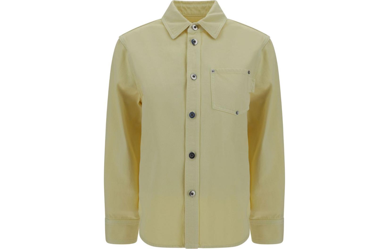 (Women) Bottega Veneta SS24 Banana Yellow Studded Denim Shirt 754694V33Z0-香蕉黄色