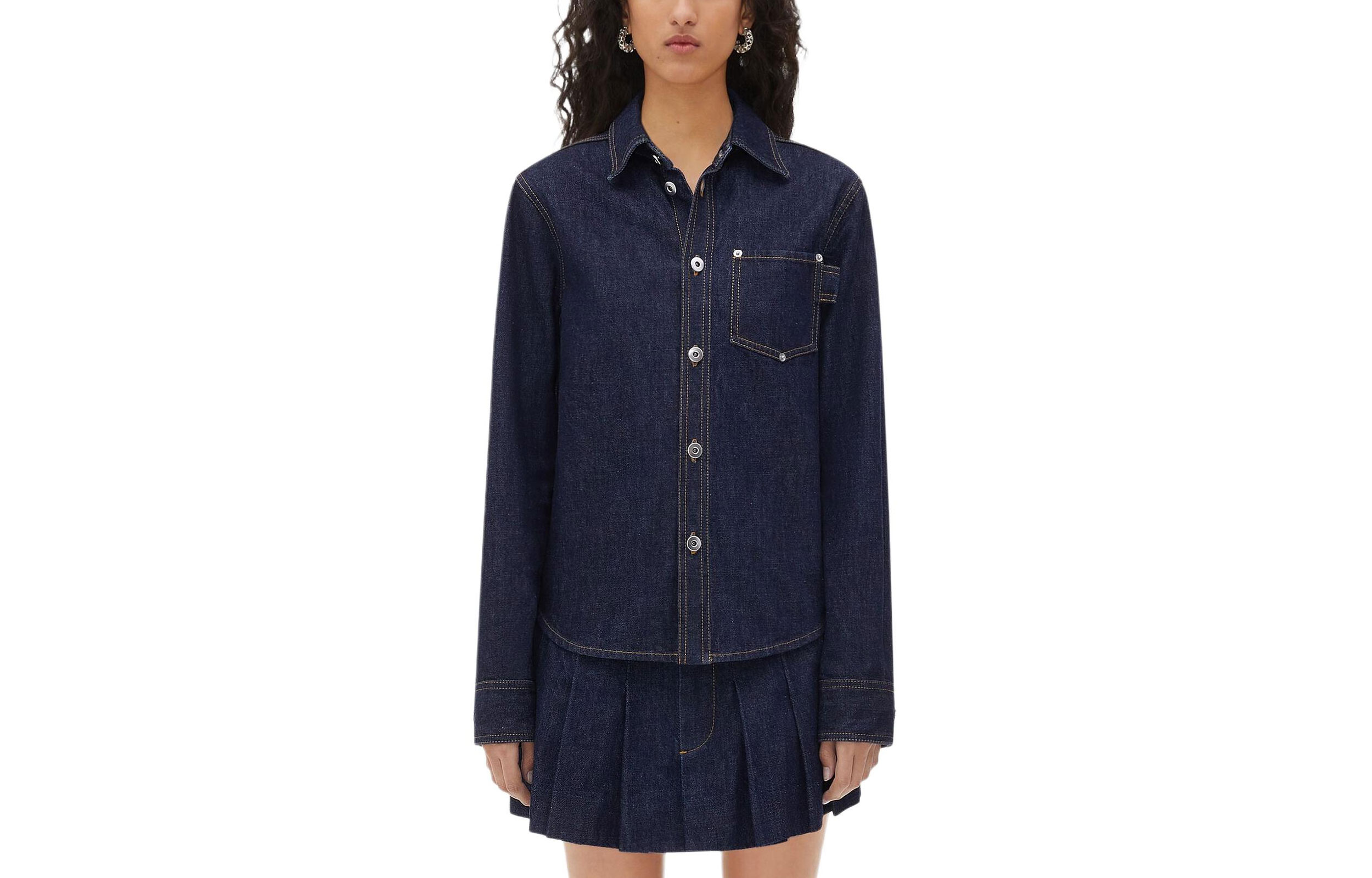 Order (W) Bottega Veneta SS24 靛藍丹寧襯衫外套 休閒穿搭. 754694V0W204245