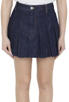 (Women) Bottega Veneta SS24 Solid Pleated Button Denim Skirt Indigo. 789292V0W204245 (Women) Bottega Veneta SS24 Solid Pleated Button Denim Skirt Indigo. 789292V0W204245