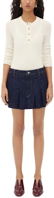 (Women) Bottega Veneta SS24 Solid Pleated Button Denim Skirt Indigo. 789292V0W204245 Order (Women) Bottega Veneta SS24 Solid Pleated Button Denim Skirt Indigo. 789292V0W204245