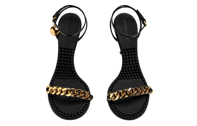 Lookbook Bottega Veneta葆蝶家 高跟搭扣 時尚涼鞋9cm 女款 黑色