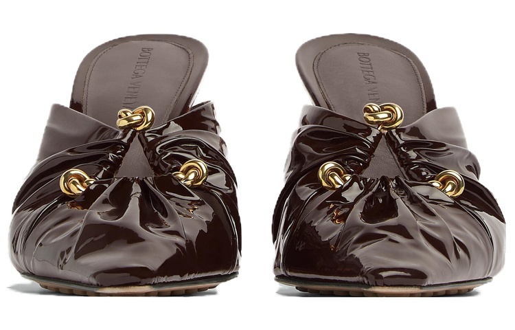 Lookbook Bottega Veneta葆蝶家 漆皮 包腳 細跟 高跟鞋 9cm 女款 深褐色