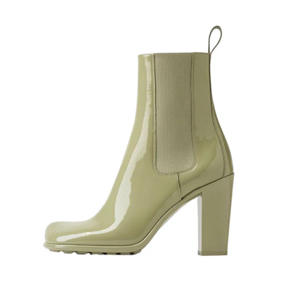 (W) Bottega Veneta Storm Chelsea Boot 'Patent Green Heel'
