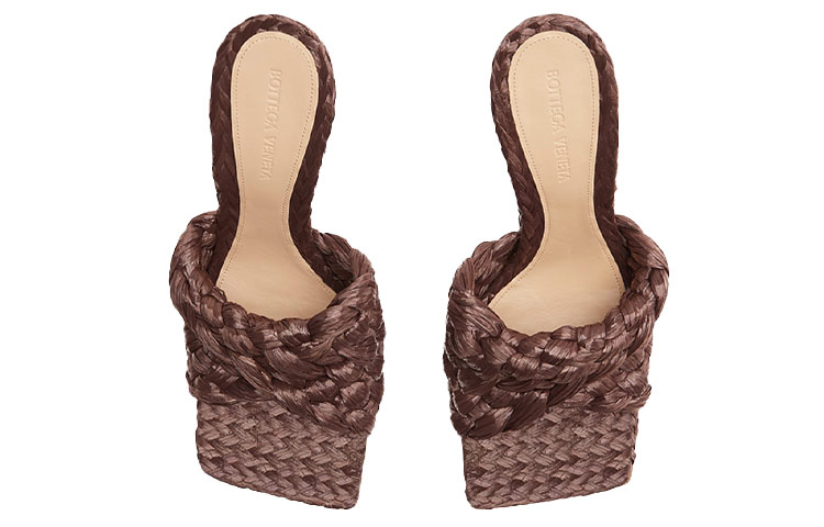 (W) Bottega Veneta Stretch 'Coffee Woven Leather Heels' 圖 3