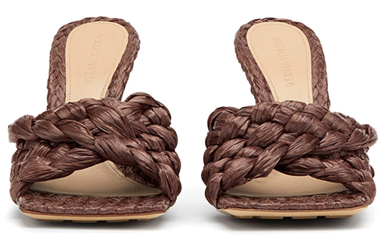 (W) Bottega Veneta Stretch 'Coffee Woven Leather Heels' 圖 4