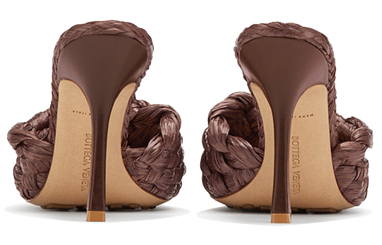 (W) Bottega Veneta Stretch 'Coffee Woven Leather Heels' 圖 5