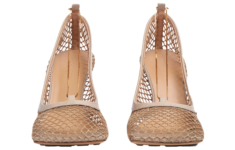 (W) Bottega Veneta Stretch 'Elegant Chain Mesh Square Toe Heels Beige' 圖 3