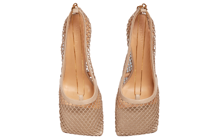 (W) Bottega Veneta Stretch 'Elegant Chain Mesh Square Toe Heels Beige' 圖 4
