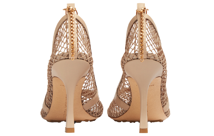 (W) Bottega Veneta Stretch 'Elegant Chain Mesh Square Toe Heels Beige' 圖 5