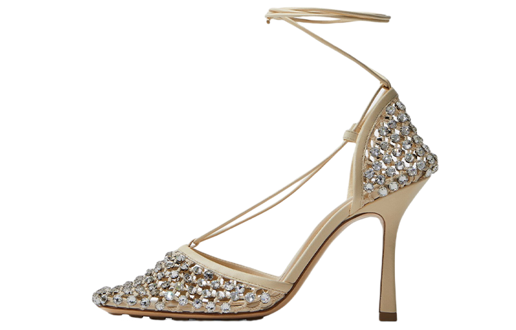 (W) Bottega Veneta Stretch 'Silver Mesh with Rhinestones'