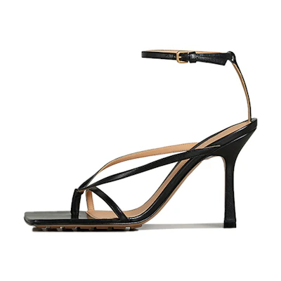 (W) Bottega Veneta Stretch Ankle Strap High Heels 'Black'