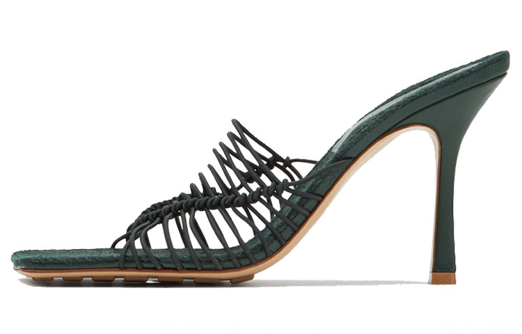 (W) Bottega Veneta Stretch Heels 'Dark Green'