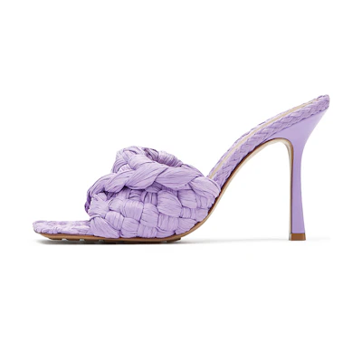 (W) Bottega Veneta Stretch High-Heel Sandals 'Lavender Elegant Weave'
