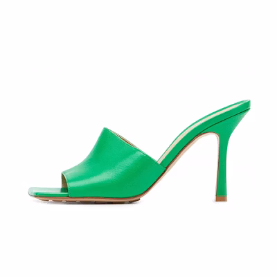 (W) Bottega Veneta Stretch High Heels 'Dark Green Leather'