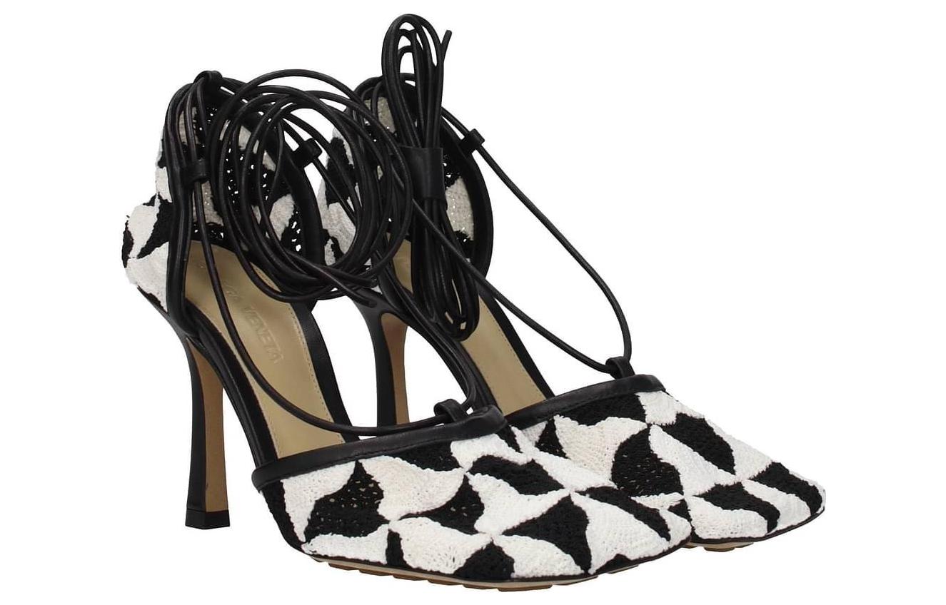(W) Bottega Veneta Stretch Mesh Square Toe Tie-Up Stiletto 'Black White' 圖 2