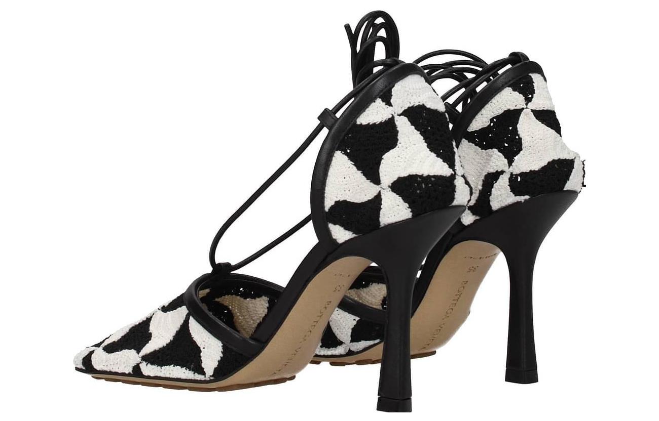 (W) Bottega Veneta Stretch Mesh Square Toe Tie-Up Stiletto 'Black White' 圖 3