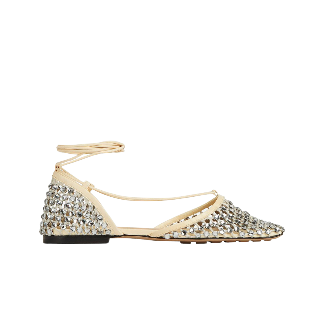 (W) Bottega Veneta Stretch Sandal 'Beige Crystal Mesh'