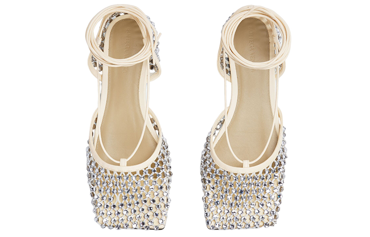 (W) Bottega Veneta Stretch Sandal 'Beige Crystal Mesh' 圖 2