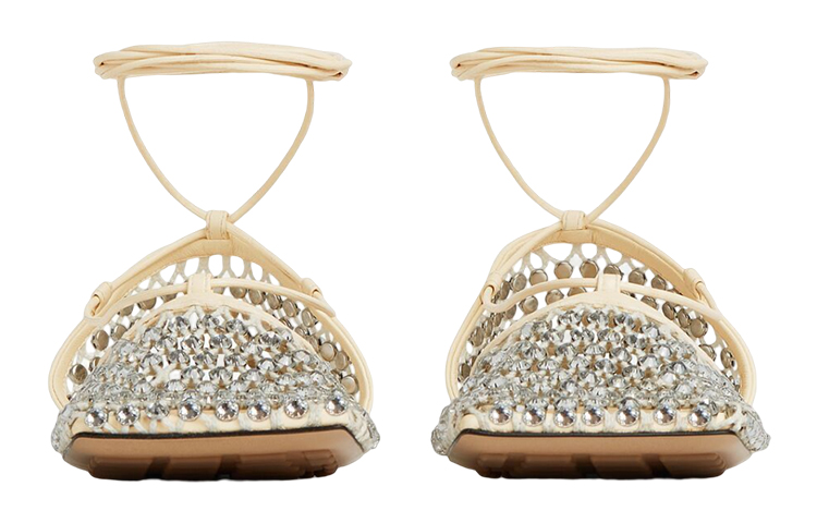 (W) Bottega Veneta Stretch Sandal 'Beige Crystal Mesh' 圖 3