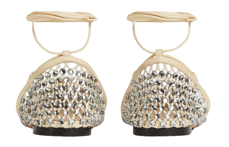 (W) Bottega Veneta Stretch Sandal 'Beige Crystal Mesh' 圖 4