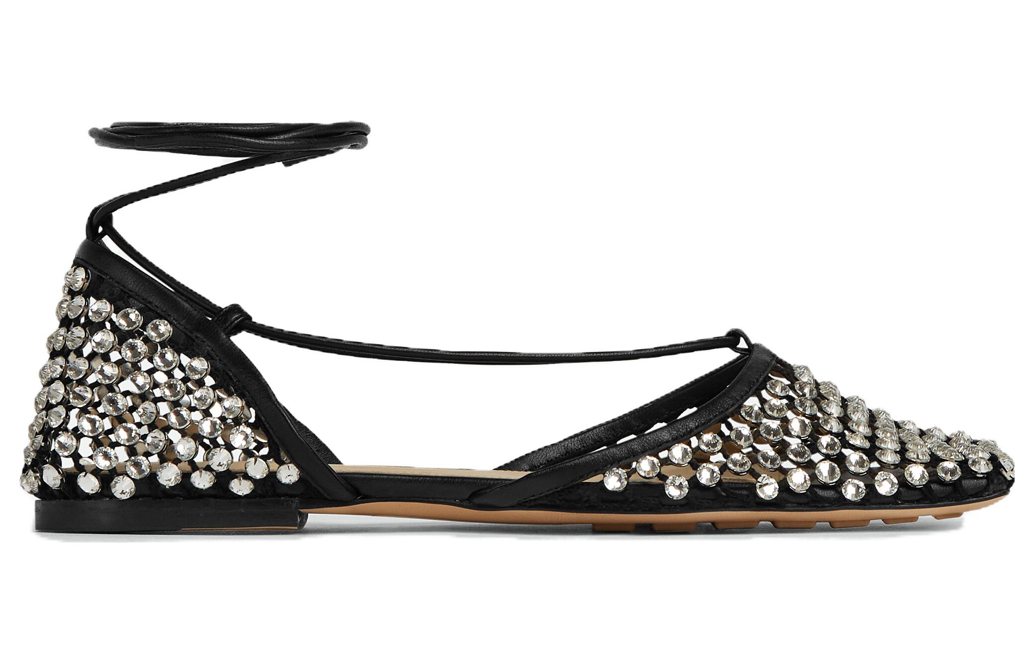 (W) Bottega Veneta Stretch Sandal 'Black Crystal'