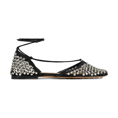 (W) Bottega Veneta Stretch Sandal 'Black Crystal'