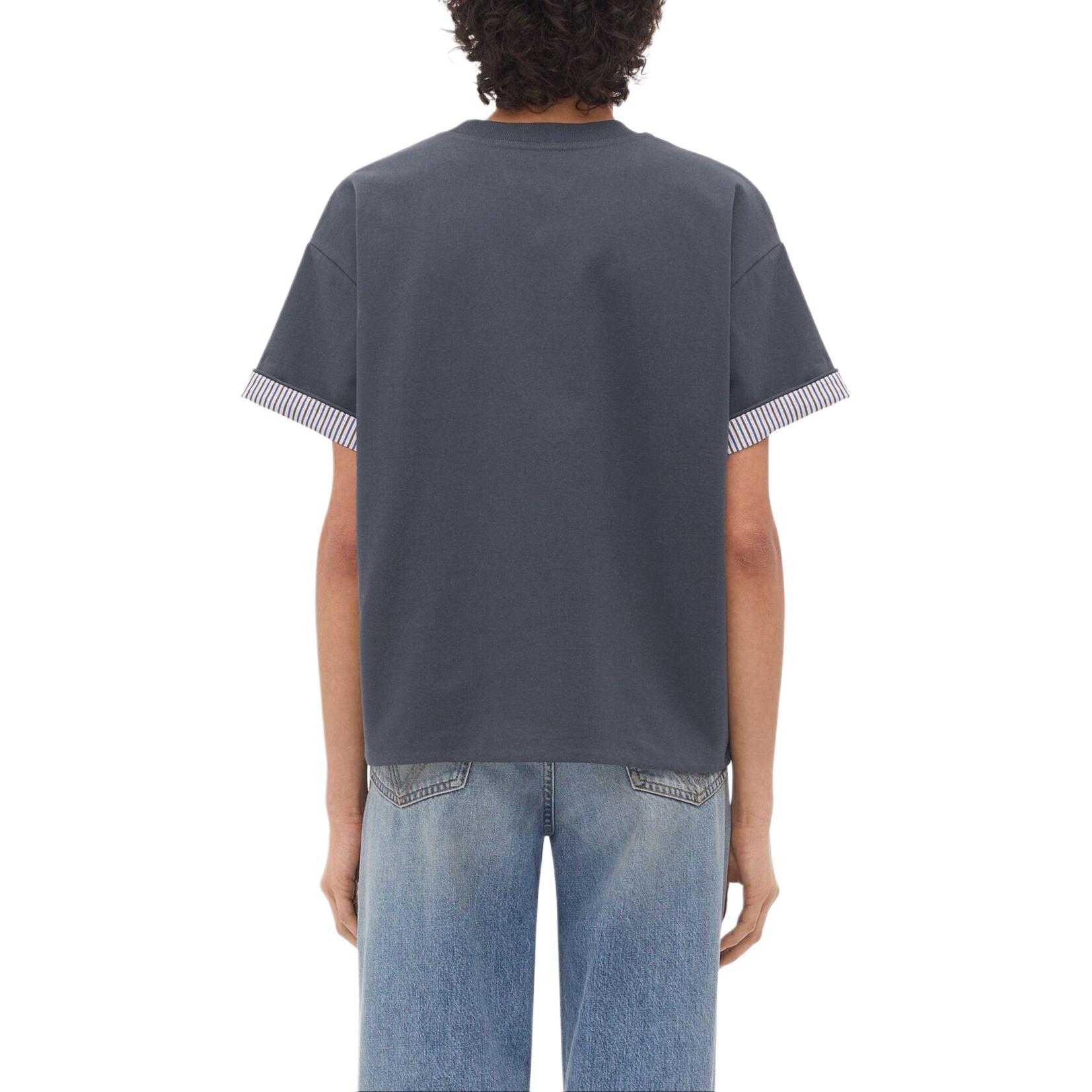 Lookbook (W) 葆蝶家条纹圆领宽松短袖T恤 女灰色 753811V39G01312