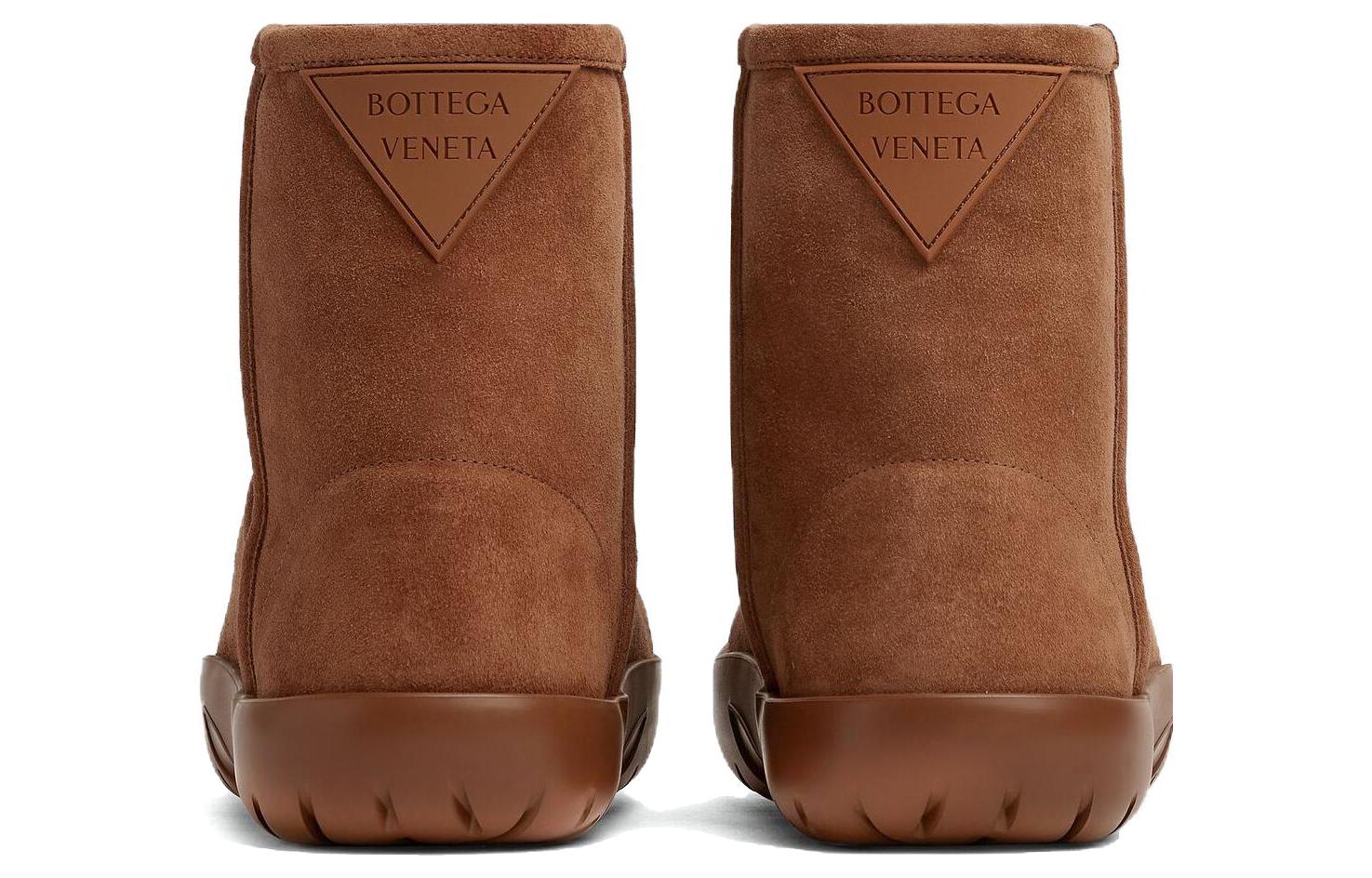 Shop Bottega Veneta葆蝶家 絨面 圓頭套穿 短靴 女款 棕色