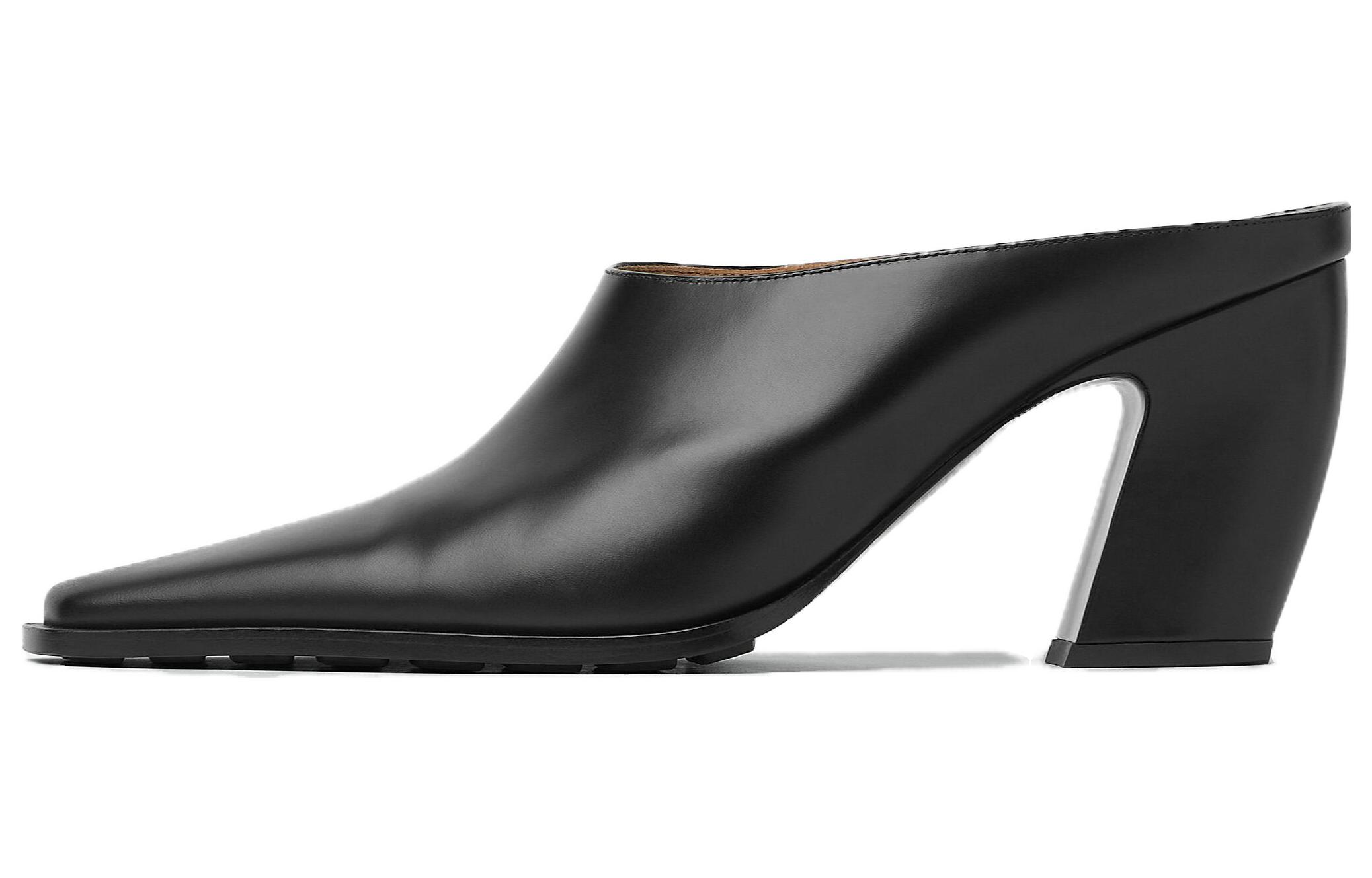 (W) Bottega Veneta Tex 'Black Leather Pointed Toe Mule'
