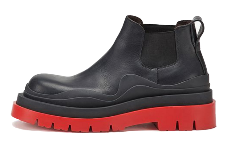 (Women) Bottega Veneta Tire Ankle Chelsea Boot Black Red 630300VBS501028