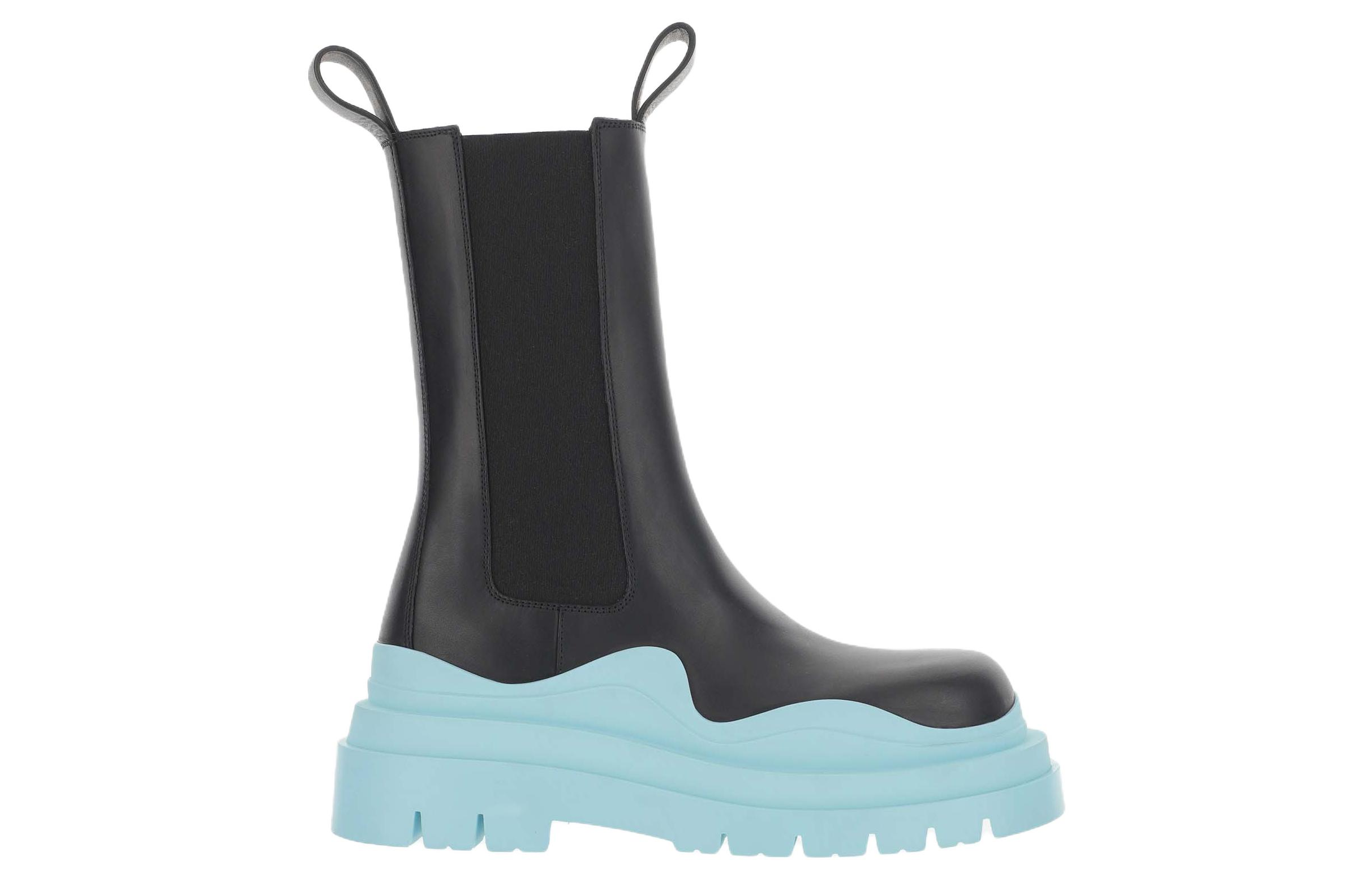 Order Bottega Veneta葆蝶家 Tire 皮革 套穿 短筒 切爾西靴 女款 黑藍色