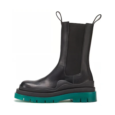 (W) Bottega Veneta Tire Chelsea Boot 'Black Green'