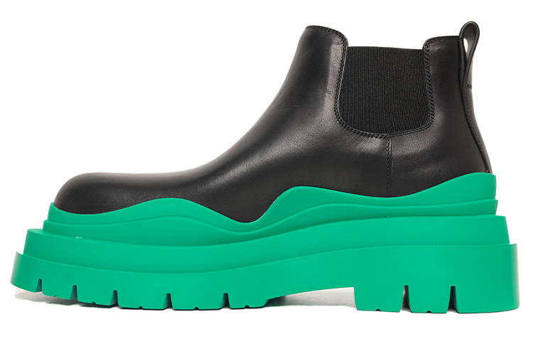 (W) Bottega Veneta Tire Cropped Boot 'Black Acid Turquoise'