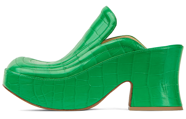 (Women) Bottega Veneta Wedge 'Embossed Leather Green' 667212V10O03730