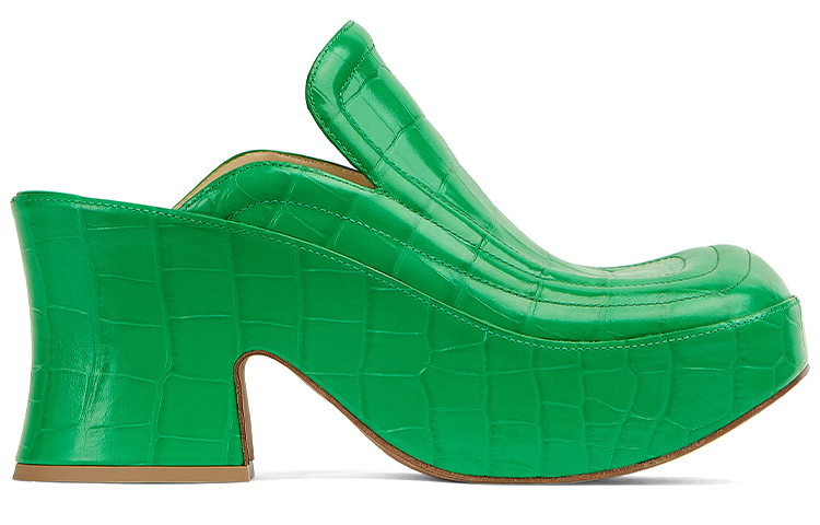 Order (Women) Bottega Veneta Wedge 'Embossed Leather Green' 667212V10O03730