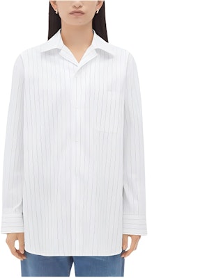 (W) ボッテガヴェネタ ホワイト コットン ピンストライプ ボタンダウンシャツ 770003V2N909072 Buy (W) ボッテガヴェネタ ホワイト コットン ピンストライプ ボタンダウンシャツ 770003V2N909072