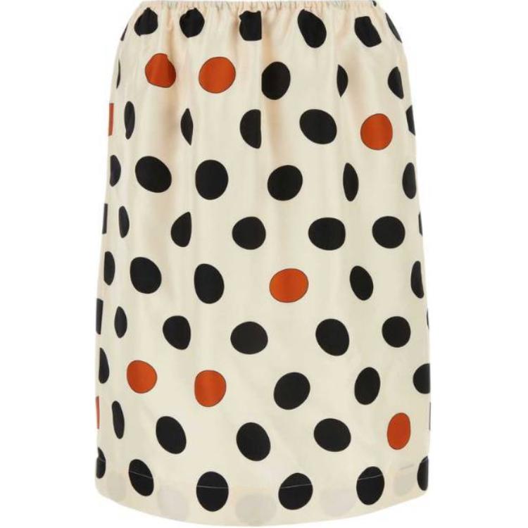(Women) Bottega Veneta White Polka Dot High-Waist Midi Skirt 749805V4FF09110