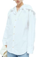 (Women) Bottega Veneta White V-Neck Tie Detail Long Sleeve Shirt SS24 788913V2BL09000 (Women) Bottega Veneta White V-Neck Tie Detail Long Sleeve Shirt SS24 788913V2BL09000