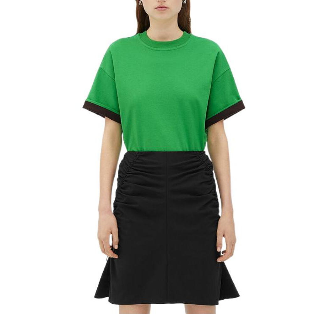 (Women) Bottega Veneta Women’s Green FW22 T-shirt with Contrasting Cuffs 702429v16e04064